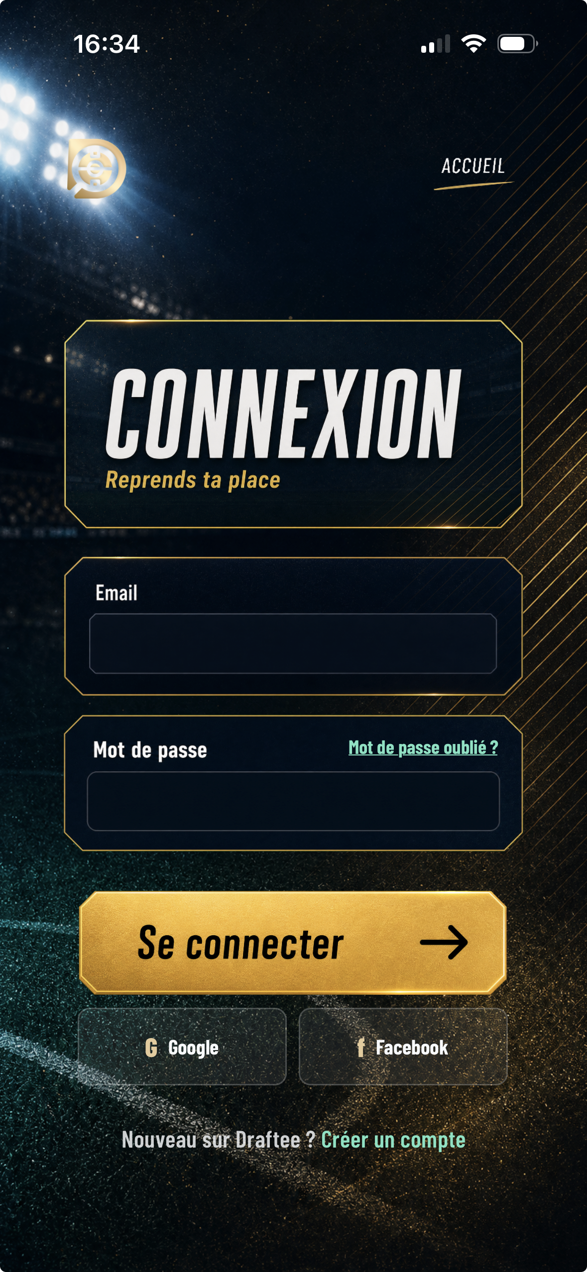 Accueil application DRAFTEE